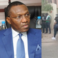 Employees of Heritage Bank picket Andy Uba's home on June 21, 2021 (Linda Ikeji)