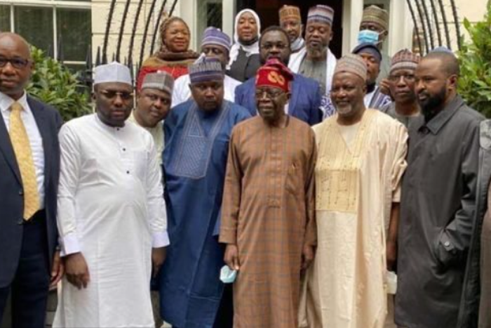 National Leader of the ruling All Progressives Congress, Asiwaju Bola Tinubu; members of the House of Representatives from the north in London.. (Punch)