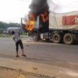 Dangote truck set ablaze in Ogun (Kanyi Daily News)