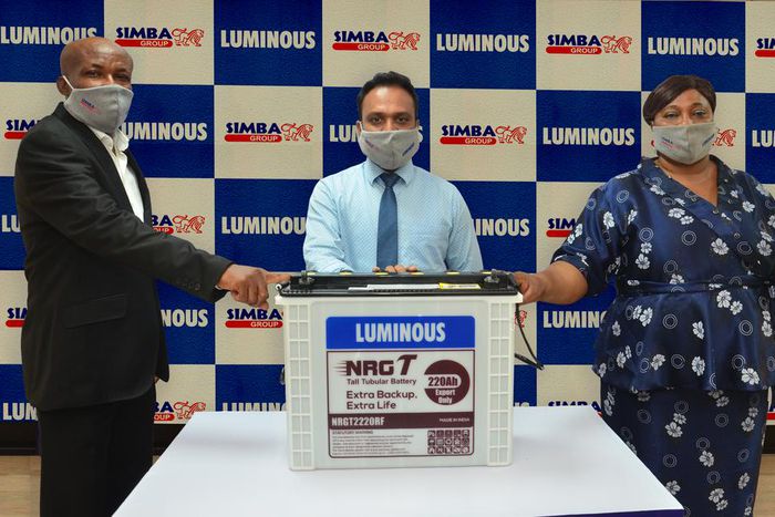 L-R: Territory Manager, Luminous, Dominic Omuzo; Sales Manager, Luminous, Mohammad Wasi and Sales Representative, Luminous, Helen Odiakosa during the launch of Luminous innovative NRGT Tubular batteries with 24months warranty by Simba Group held in Lag...