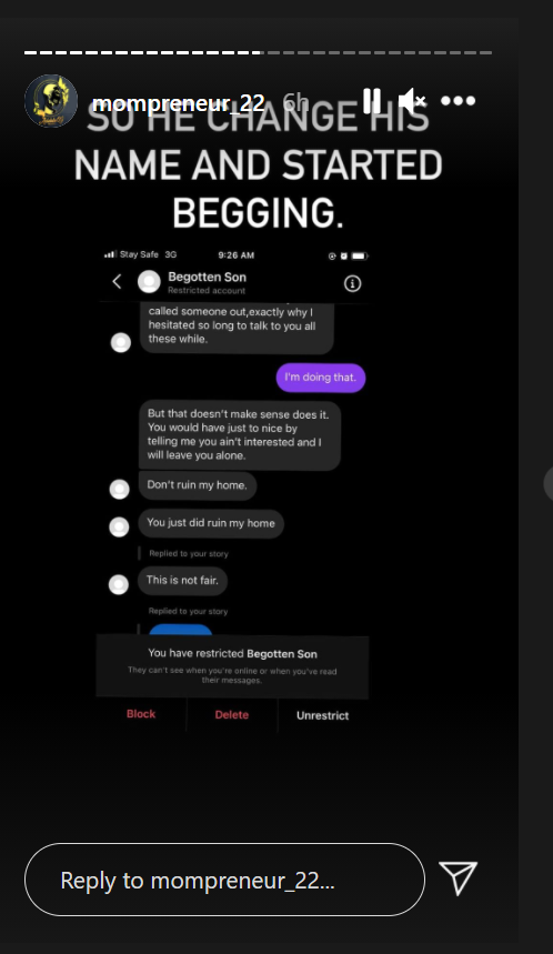 Model exposes chat with married man who offered half a million naira for sex. [Instagram/mompreneur22]