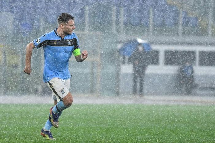 Lazio striker Ciro Immobile scored his fifth Champions League goal this season under pouring rain at the Stadio Olimpico