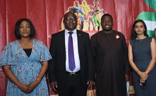 L-R: Media Relations Manager, Indomie, Aramide Folorunsho; Group Corporate Communications and Events Manager, Dufil Prima Foods Plc, Mr Tope Ashiwaju; Executive Permanent Board Member, Lagos State Universal Basic Education Board, Dayo Israel and Head ...