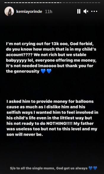 Kemi says she only wanted him to be part of their son's birthday [Instagram/KemiAyoriunde]