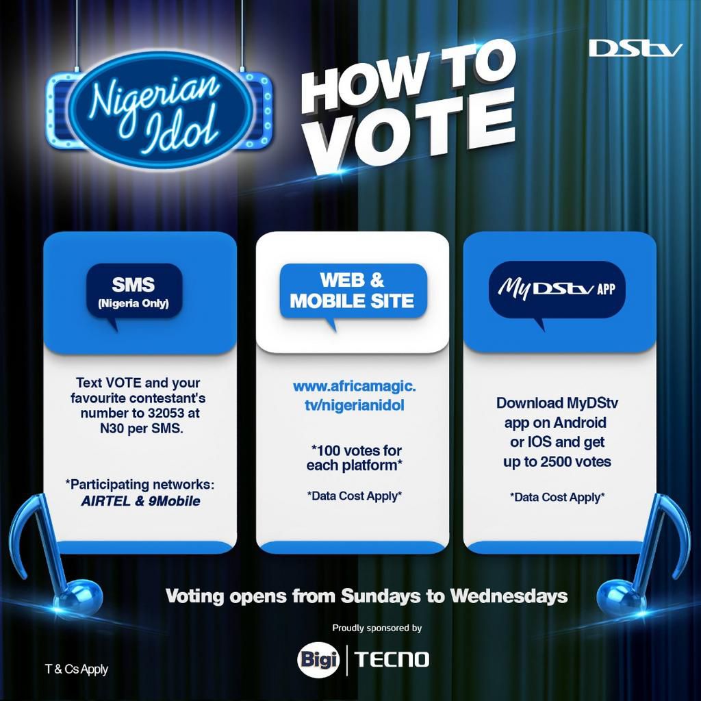 How to vote your favourite Nigerian Idol contestant