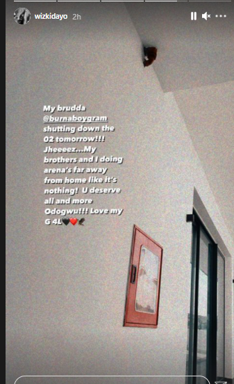 Wizkid sends love to Burna Boy ahead of his 02 Arena concert  (Instagram/Wizkid)