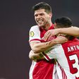 Schalke are hoping to sign Ajax forward Klaas-Jan Huntelaar (L) on loan