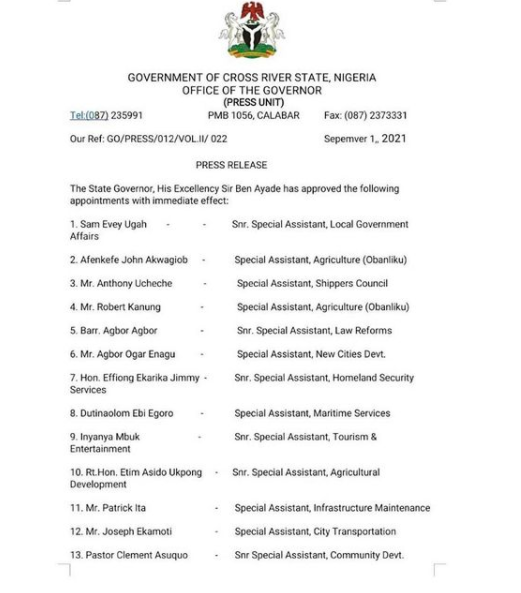 Iyanya is now the Senior Special Assistant to the Cross River State governor on Tourism and Entertainment.