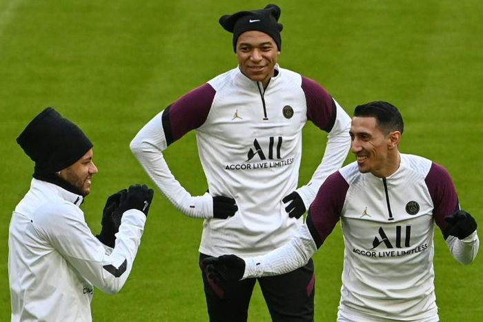 Neymar, Kylian Mbappe and Angel Di Maria train in Munich ahead of Paris Saint-Germain's Champions League quarter-final first leg against Bayern on Wednesday
