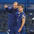New Chelsea manager Thomas Tuchel gives instructions to defender Cesar Azpilicueta