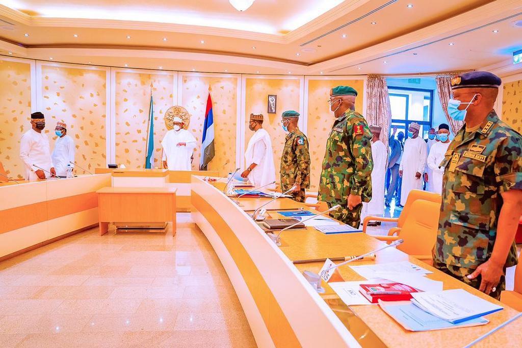 President Buhari holds security talks at the State House Abuja on April 30, 2021 (Tolani Alli)