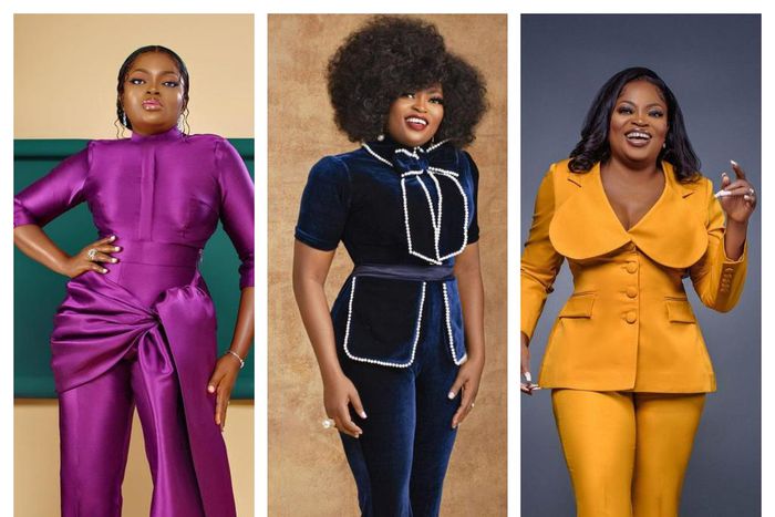 Funke Akindele in pantsuits or two-piece sets [instagram]