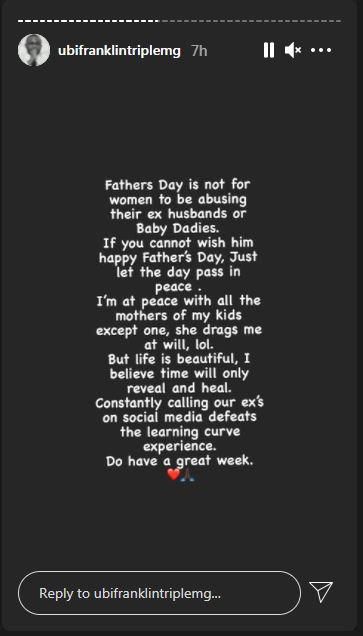 Franklin shares his thoughts on how single mothers should handle Father's Day with their exes. [Instagram/UbiFranklinTripleMG]