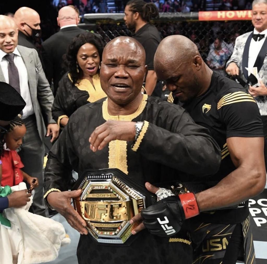 Kamaru Usman and his dad (UFC)