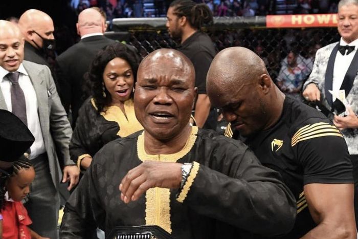 Kamaru Usman and his dad (UFC)