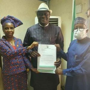 Reappointed Prof. Bisasallah Ahmed Ekele (middle). [NAN]