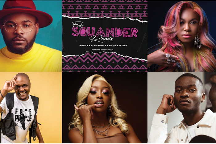 Falz features Niniola and South Africa’s Amapiano sensations, Kamo Mphela, Mpura and SayFar on 'Squander (Remix).' (Bhad Guys)