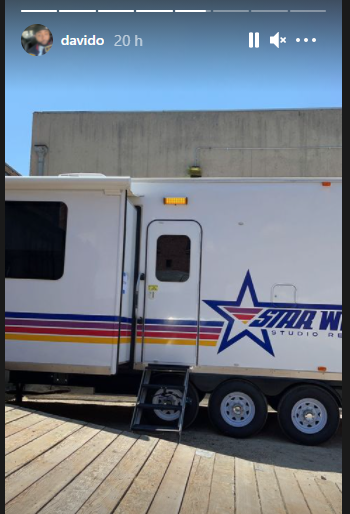 Davido shared a photo of a movie set trailer [Instagram/davido]