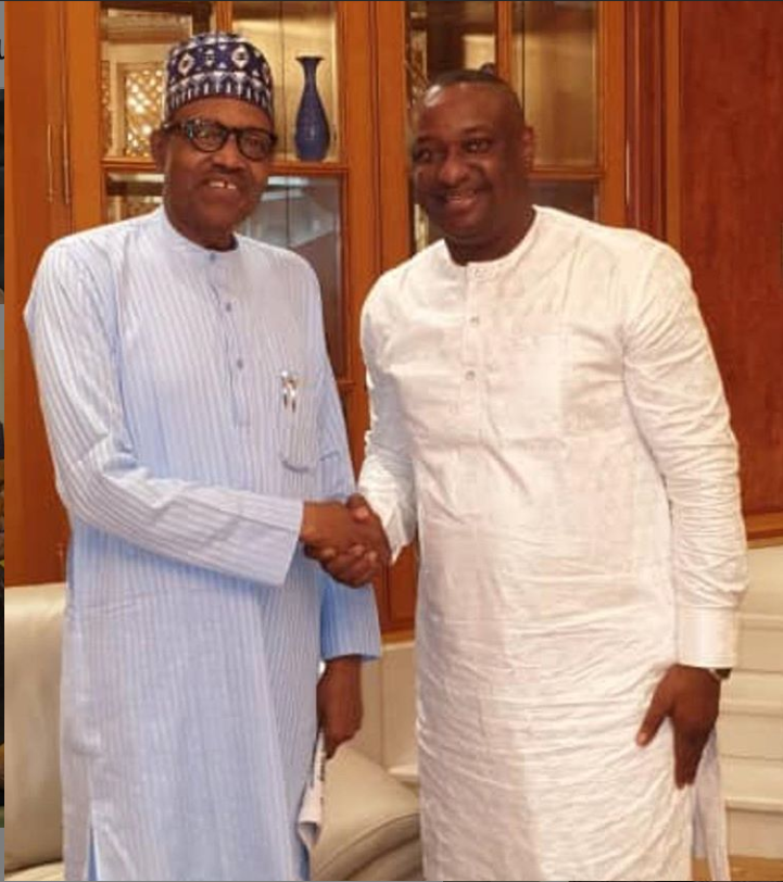 Keyamo (Right) congratulates President Buhari after the Court of Appeal affirmed his victory in the 2019 Presidential election on September 11, 2019 ( Instagram: @festuskeyamo70)