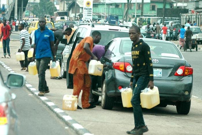 Motorists buy petrol from black market sellers during time of scarcity.
