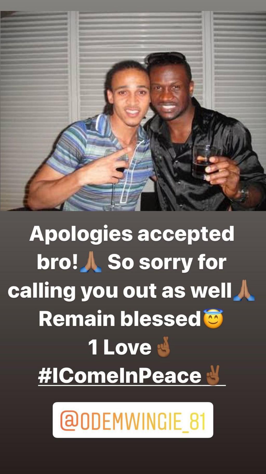 Peter Okoye says he is sorry for calling out Osazee Odemwingie. [Instagram/PeterPsquare]