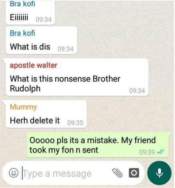 “Eiiii what is this?” – Church members scream as elder posts porn video on WhatsApp page
