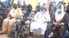 Sheikh Ahmad Gumi (second from right) recently met with bandits in Zamfara to negotiate peace [HumAngle]