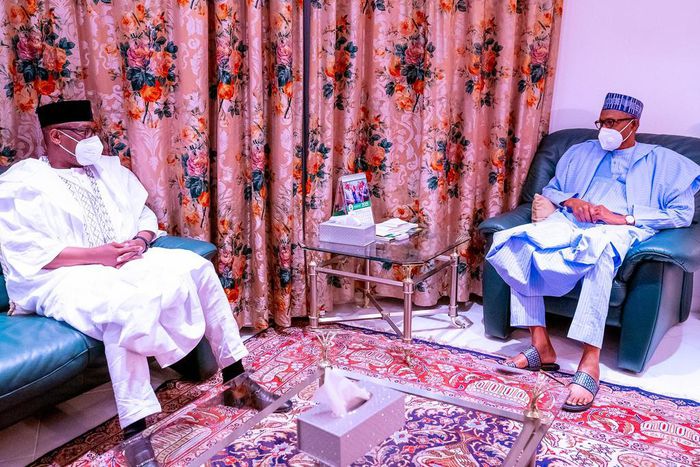 President Muhammadu Buhari meets with Governor Abubakar Bello of Niger over the abduction of students and staff of Government Science College, Kagara, [Presidency]