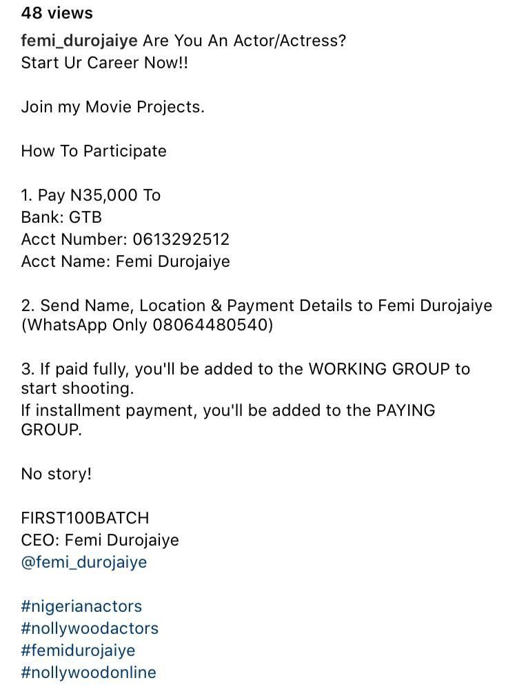 Femi Durojaiye's Instagram post [Instagram/@femi_durojaiye]