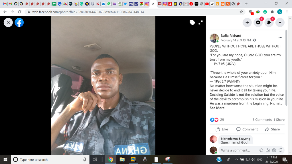 “Suicide isn’t the solution but the voice of the devil” - Police officer advises colleagues