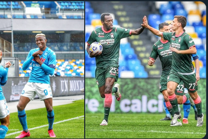 Victor Osimhen gets a goal, Simy Nwankwo bags a brace as Napoli beat Crotone 4-3 in Serie A. [Twitter/@FansTribeHQ]