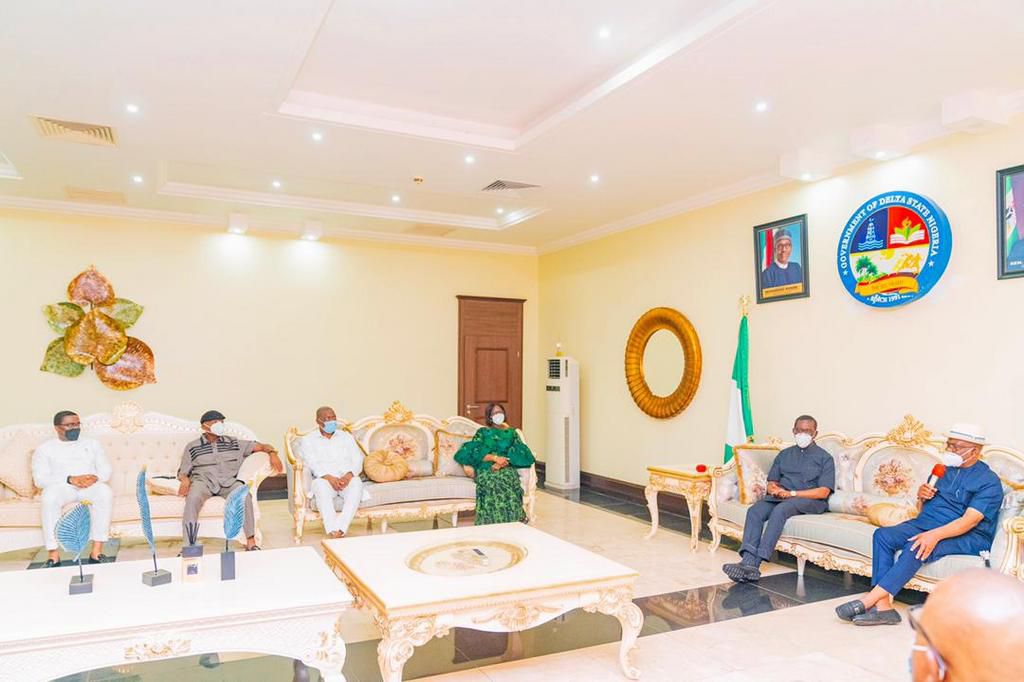 Gov Wike leads a delegation from Rivers on a condolence visit to Gov. Okowa at the Government House, Asaba on Monday, February 1, 2021