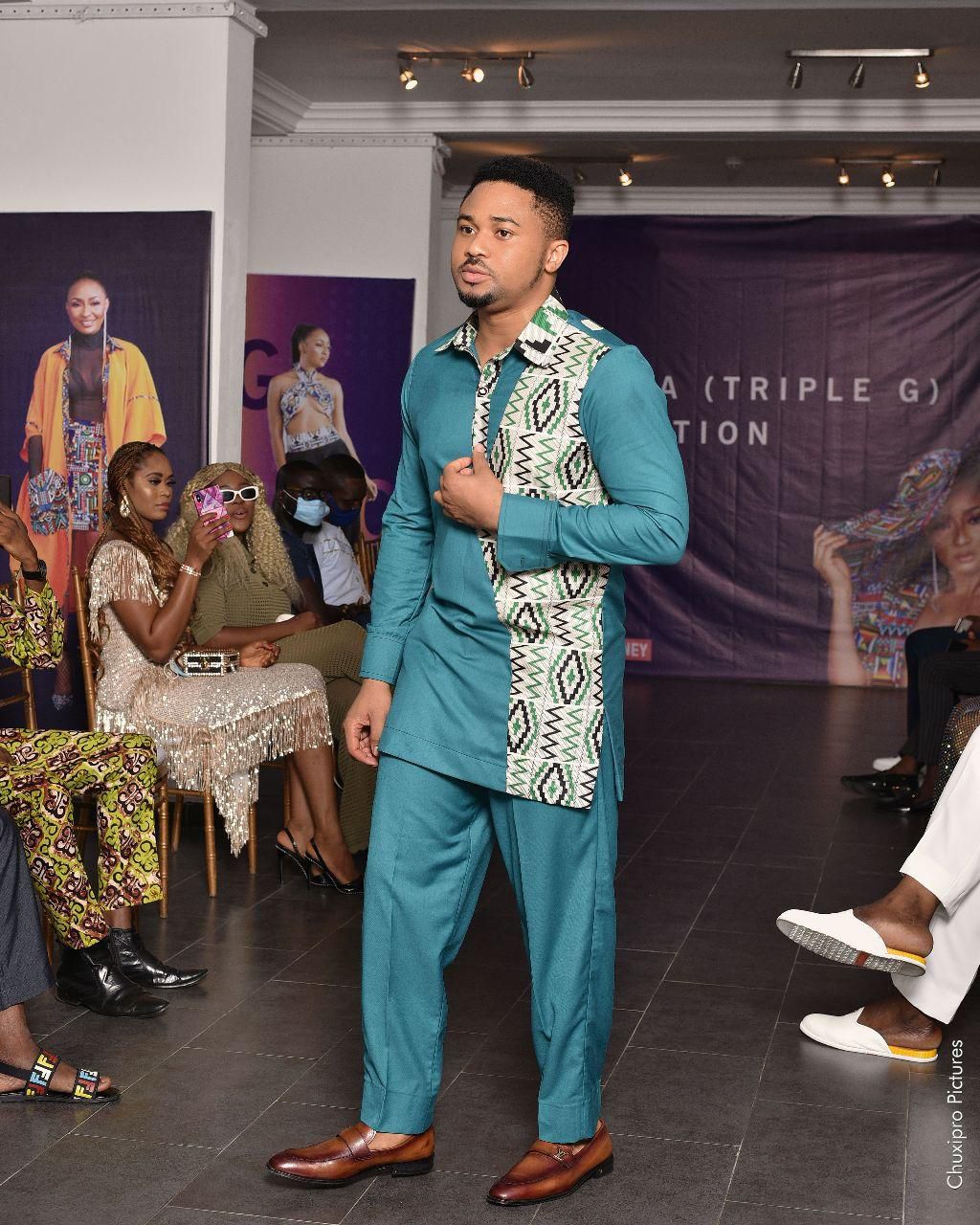 Mike Godson modelling the Akambe G outfits