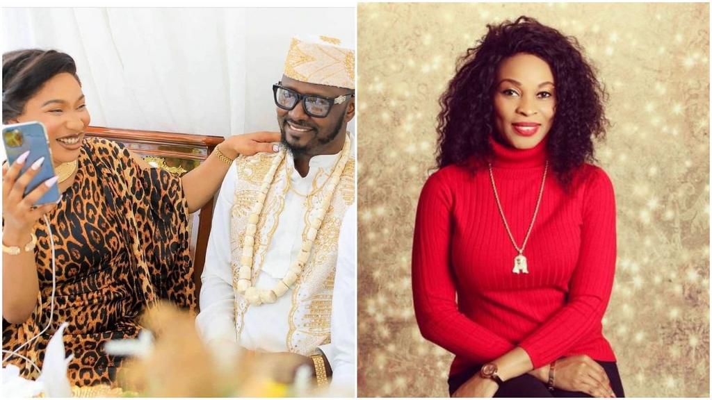 Tonto Dikeh and her former boyfriend, Prince Kpokpogri and movie star Georgina Onuoha [Instagram/TontoDikeh] [Instagram/GeorginaOnouha]