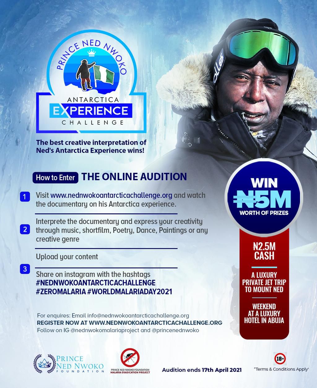 Prince Ned Nwoko launches 'Ned Nwoko Antarctica Challenge' to empower creative industry.