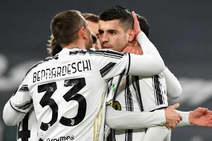 Morata (C) opened the scoring for Juventus from the penalty spot