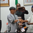 Minister of Labour and Emplyment, Dr Chris Ngige and the President of the Academic Staff Union of Universities, Prof Biodun Ogunyemi. (Legit).