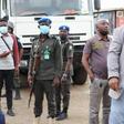 The Lagos State Commissioner for Physical Planning and Urban Development, Dr Idris Salako, leading demolition exercise on estate encroaching Ojota-Maryland wetland on Thursday. [NAN]