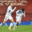 Atalanta forward Josip Ilicic (C) celebrates scoring against Liverpool