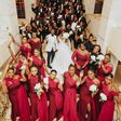 Debola Williams and his bride Kehinde Daniels with their bridal train [PULSE]