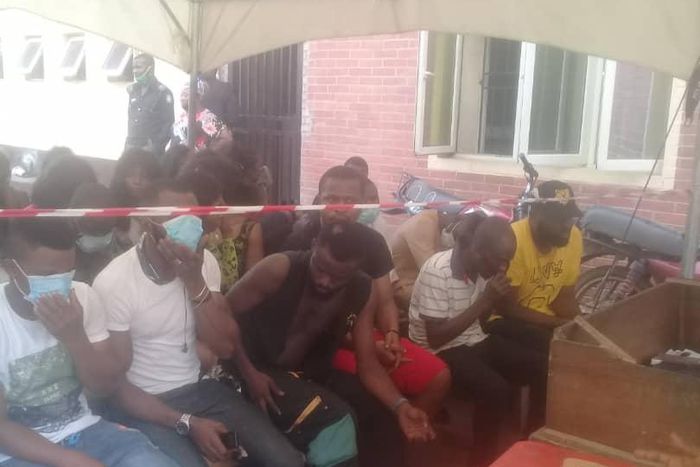 Suspects arrested at a night club in Victoria Island, Lagos for violating COVID-19 safety protocols [LSPC]