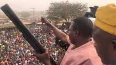 Sunday Igboho  addressing his supporters in Oyo state on Friday, January 22, 2021. (The Nigerian Lawyer)