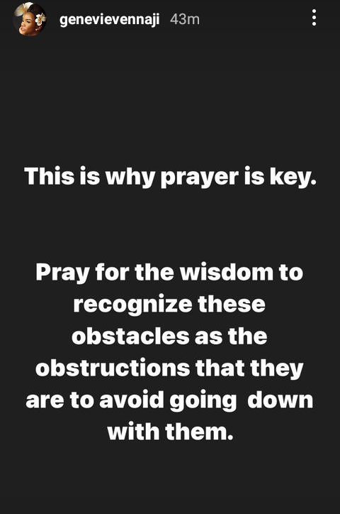 Genevieve Nnaji writes on the importance of prayers [Instagram/GenevieveNnaji]