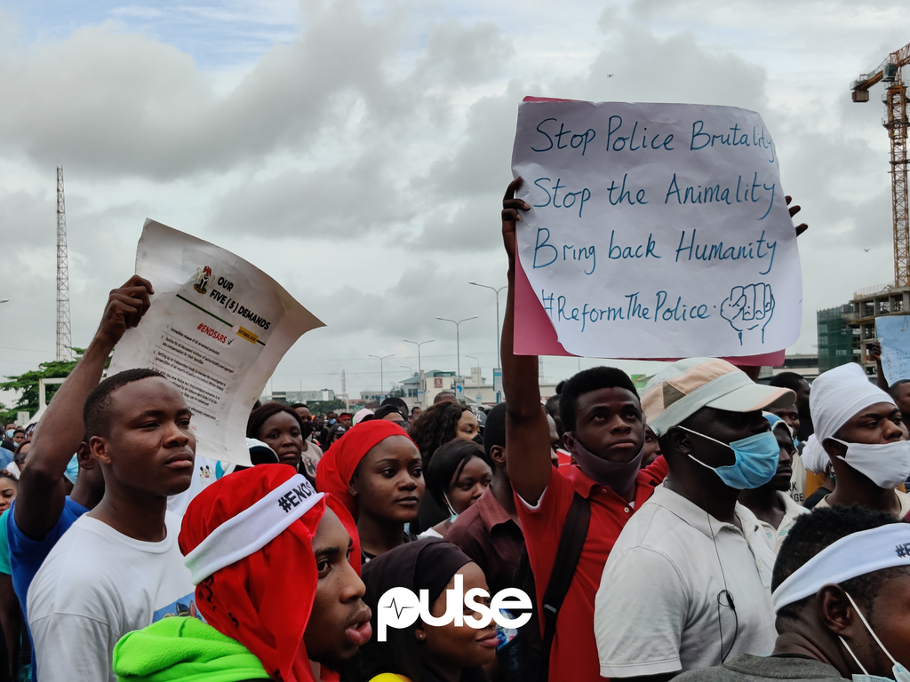 #EndSARS protesters at the Lekki Toll Gate, Lagos