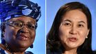 A photo combination of Nigeria’s Dr Ngozi Okonjo-Iweala (L) and South Korean Trade Minister, Yoo Myung-hee (R). Both women are in the running to lead the World Trade Organisation.Fabrice COFFRINI / AFP