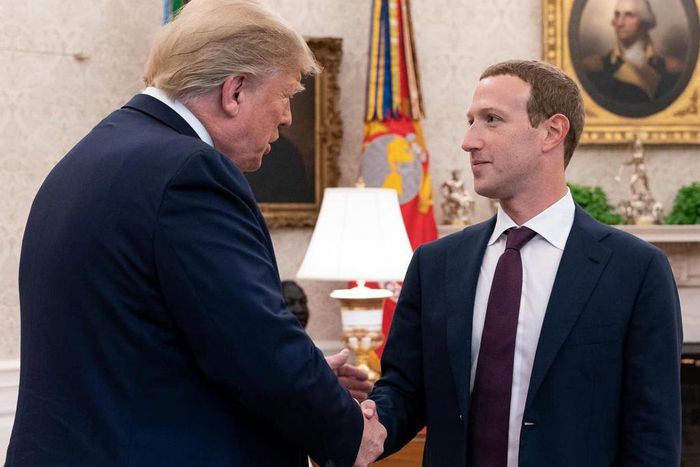 A photo Donald Trump shared on Facebook of a meeting with Mark Zuckerberg on September 19, 2019.