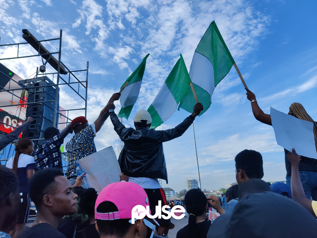 #EndSARS protesters at the Lekki Toll Gate, Lagos