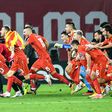 North Macedonia players celebrate after beating Georgia to qualify for Euro 2020