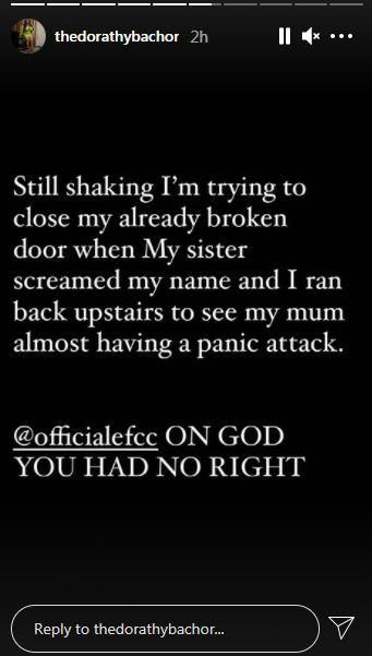 Reality TV star Dorathy Bachor narrates how EFCC stormed her home [Instagram/DorathyBachor]