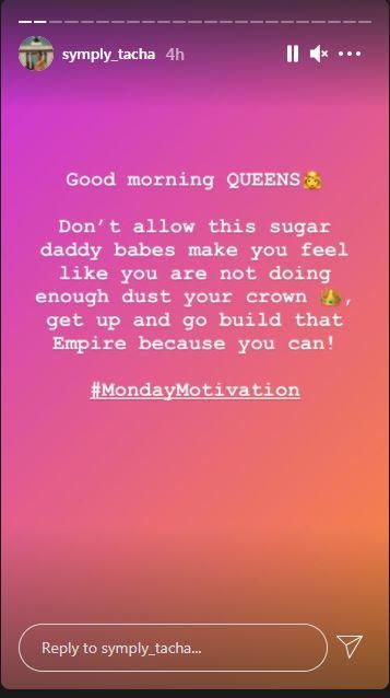 Tacha says women should go all out to achieve all they desire without feeling intimidated. [Instagram/SymplyTacha]